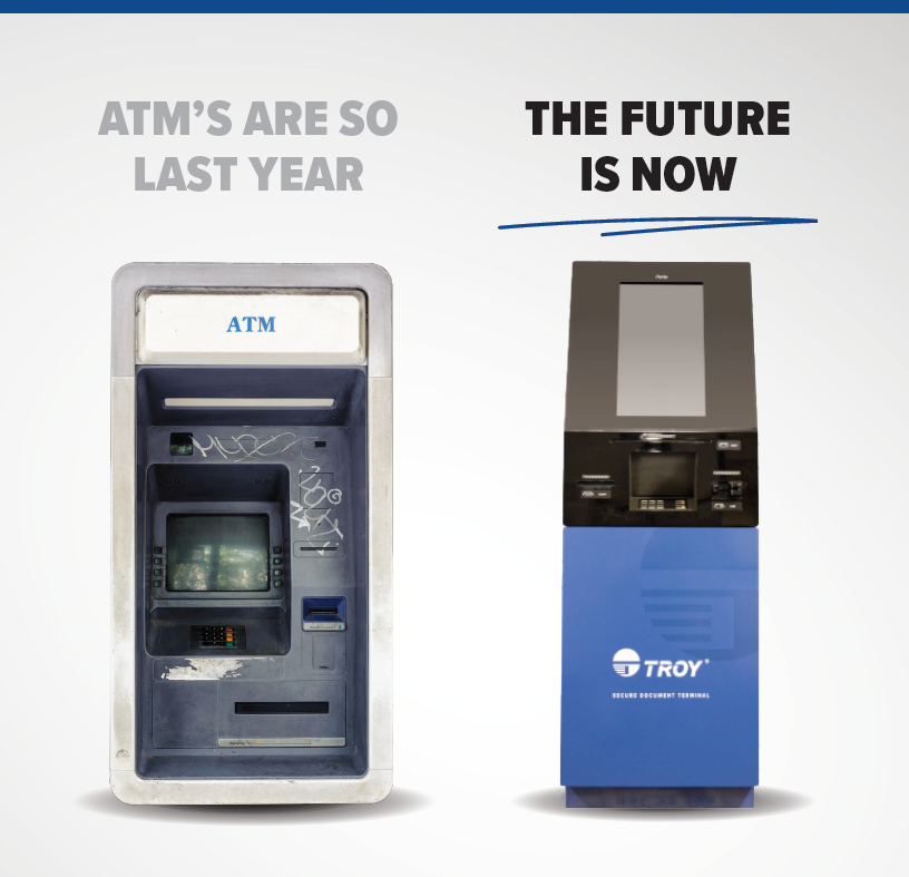 TROYテラーセントラルに隣接する時代遅れのATM