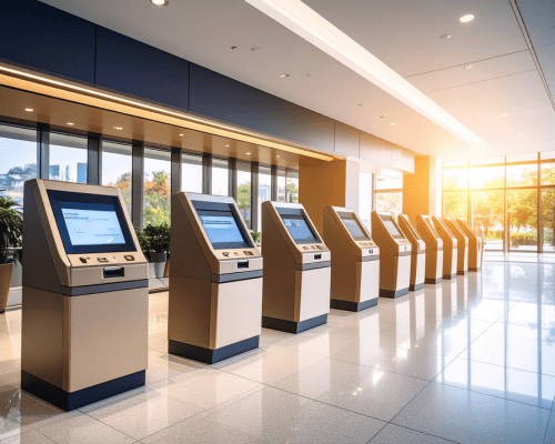 セルフサービス機を備えた自動化された銀行支店
